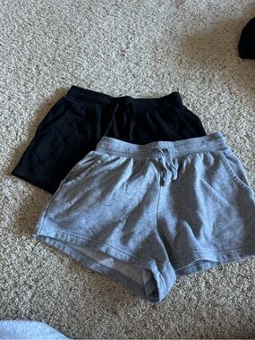 Colsie Women's Athletic Drawstring Shorts - Black & Light Gray